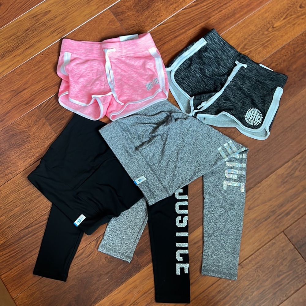 NWT Justice leggings and shorts